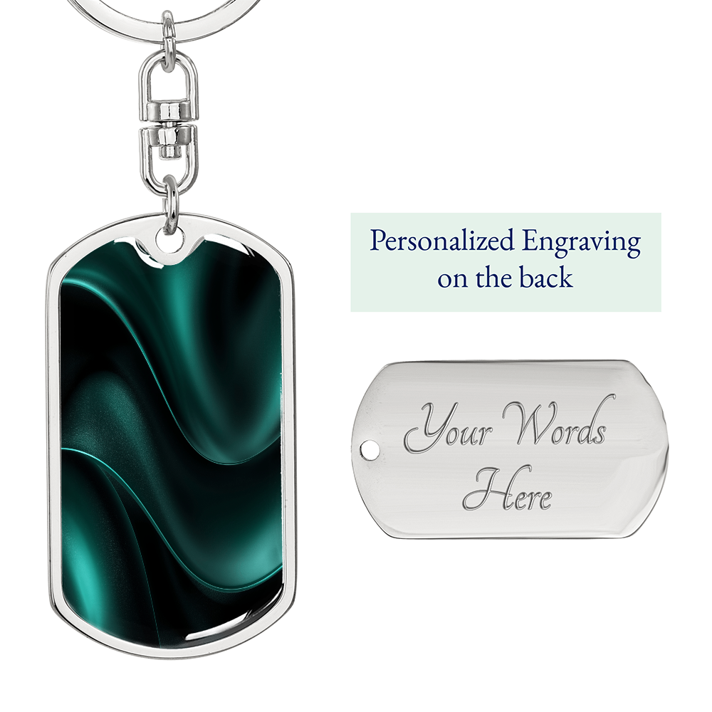 Teal Waves Key Chain Keepsake Durable Surgical Steel Gift