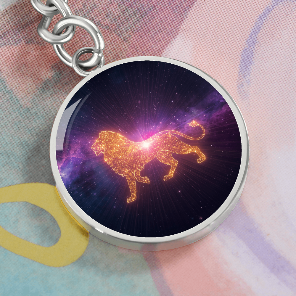 Leo Key Chain Lion Pendant With Gold Finish Spark Glow