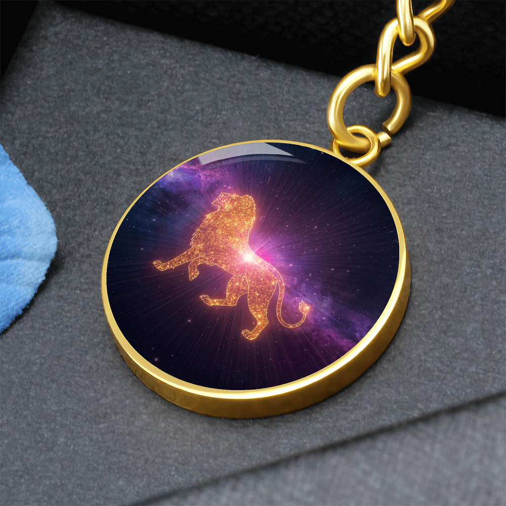 Leo Key Chain Lion Pendant With Gold Finish Spark Glow