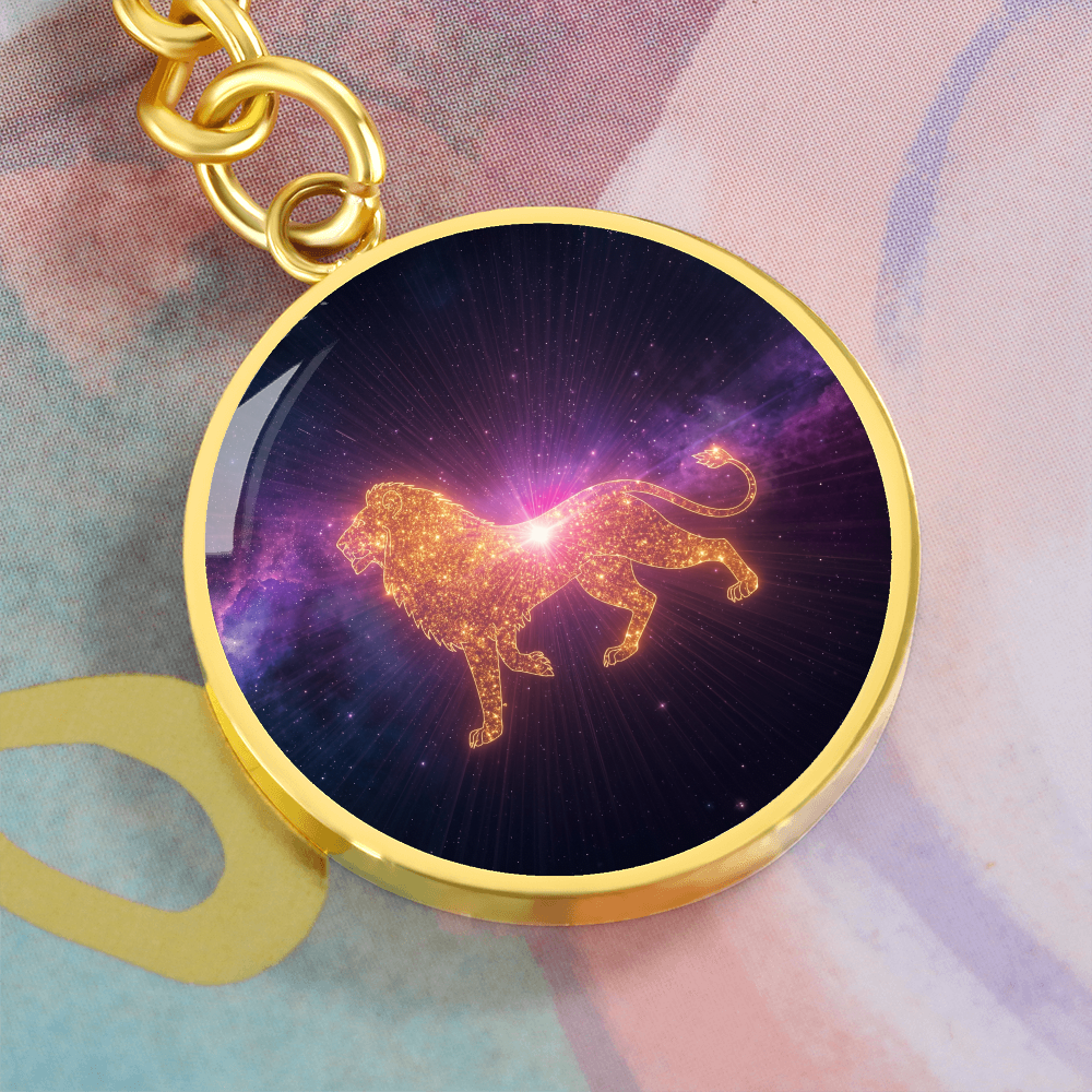 Leo Key Chain Lion Pendant With Gold Finish Spark Glow