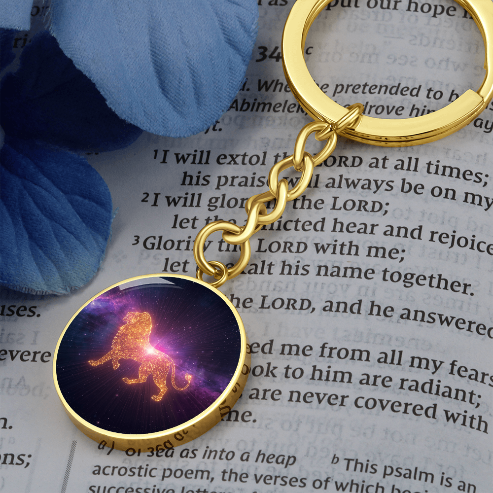Leo Key Chain Lion Pendant With Gold Finish Spark Glow