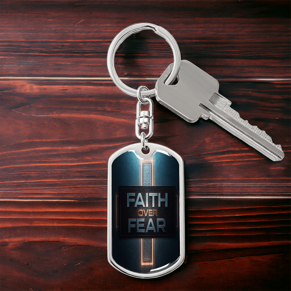 Bold Faith Over Fear Key Chain Surgical Steel Gold Finish