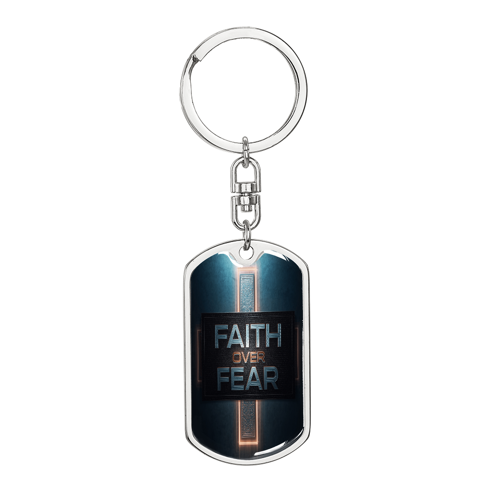 Bold Faith Over Fear Key Chain Surgical Steel Gold Finish