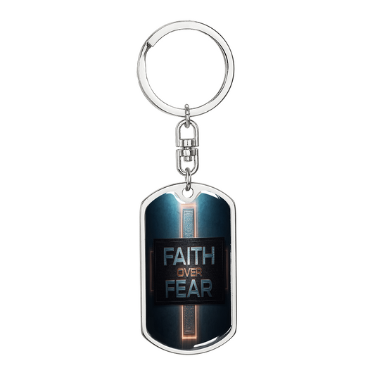 Bold Faith Over Fear Key Chain Surgical Steel Gold Finish