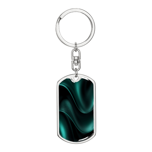 Teal Waves Key Chain Keepsake Durable Surgical Steel Gift