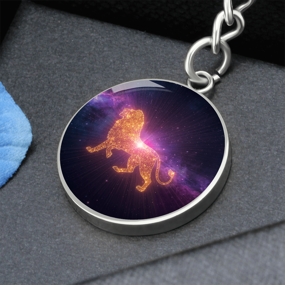 Leo Key Chain Lion Pendant With Gold Finish Spark Glow