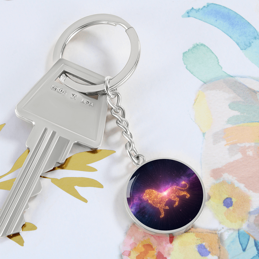 Leo Key Chain Lion Pendant With Gold Finish Spark Glow
