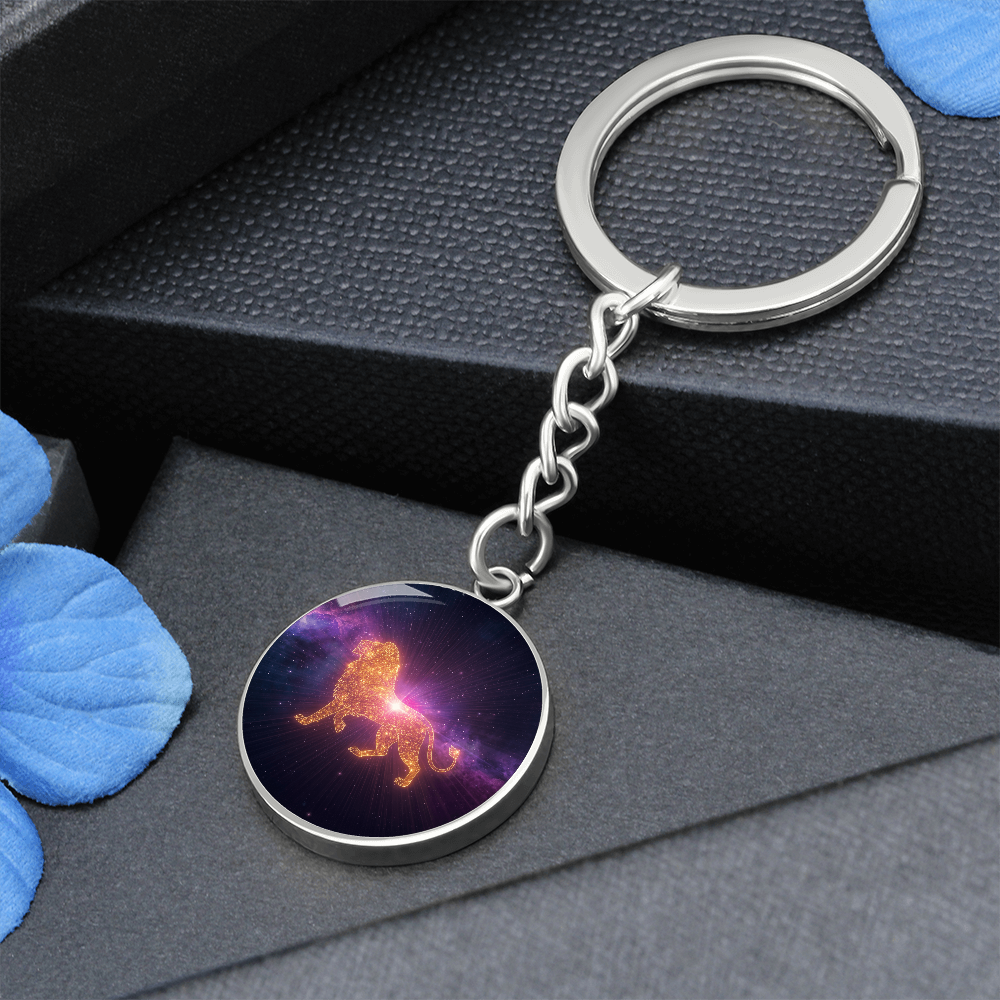 Leo Key Chain Lion Pendant With Gold Finish Spark Glow