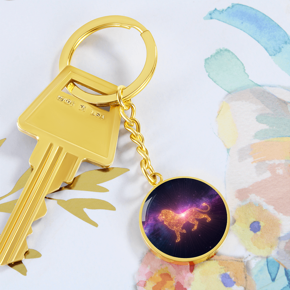 Leo Key Chain Lion Pendant With Gold Finish Spark Glow