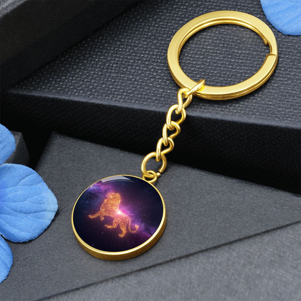 Leo Key Chain Lion Pendant With Gold Finish Spark Glow