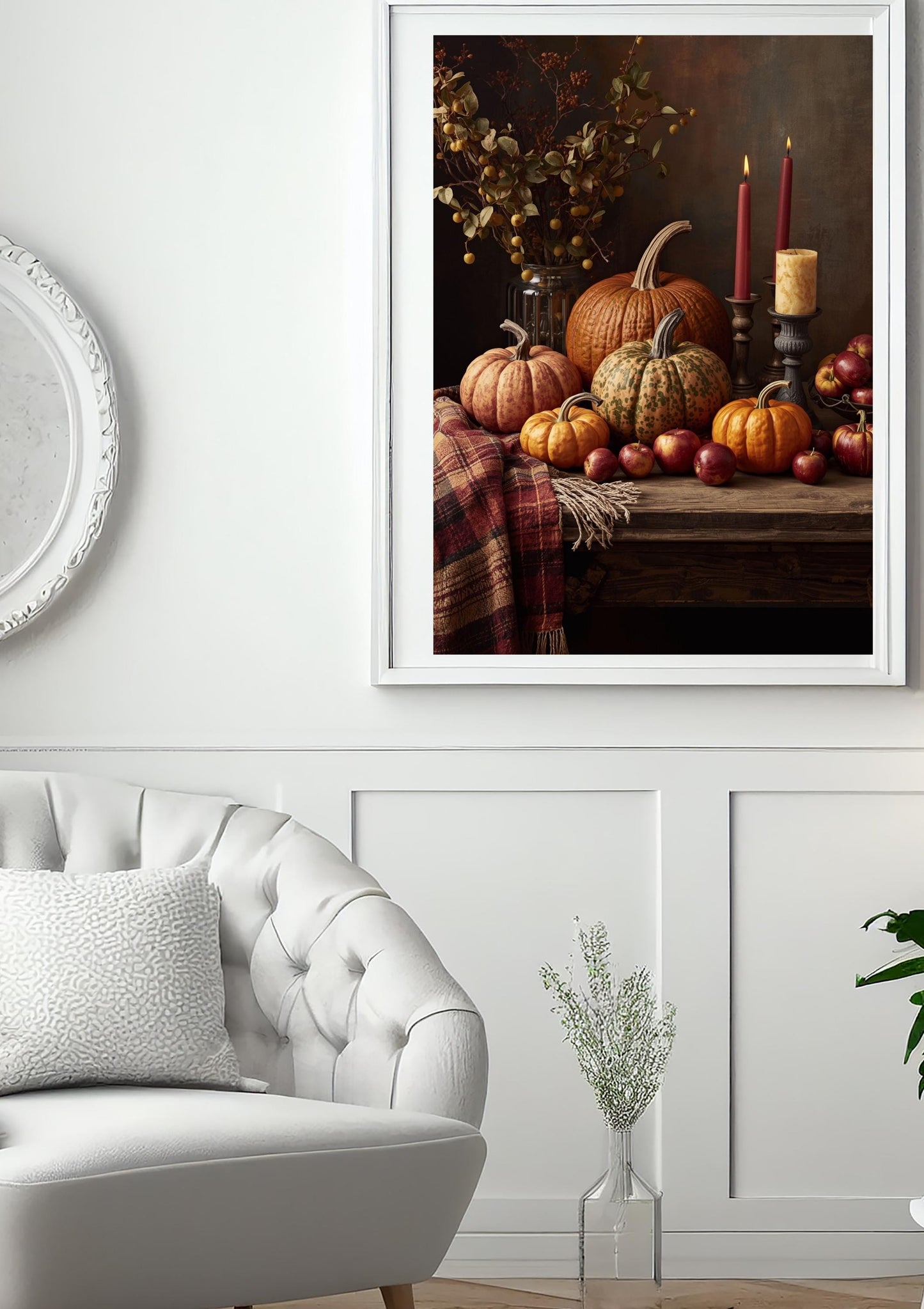 Rustic Autumn Still Life Wall Art | Pumpkins & Apples Farmhouse Fall Decor (Digital Download)