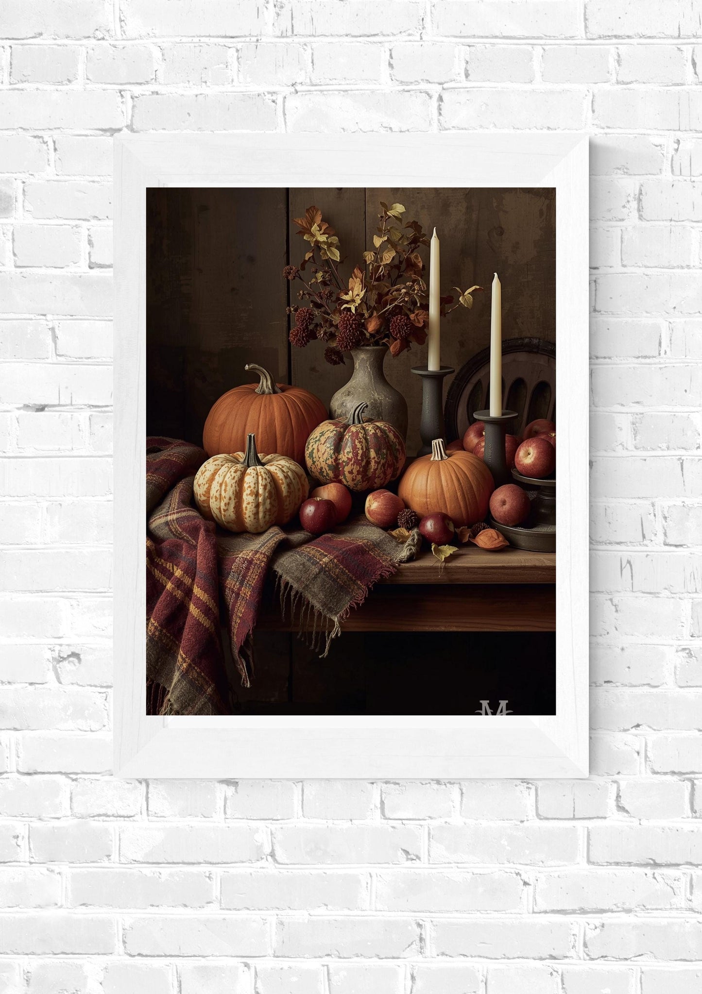 Rustic Autumn Still Life Wall Art | Pumpkins & Apples Farmhouse Fall Decor (Digital Download)