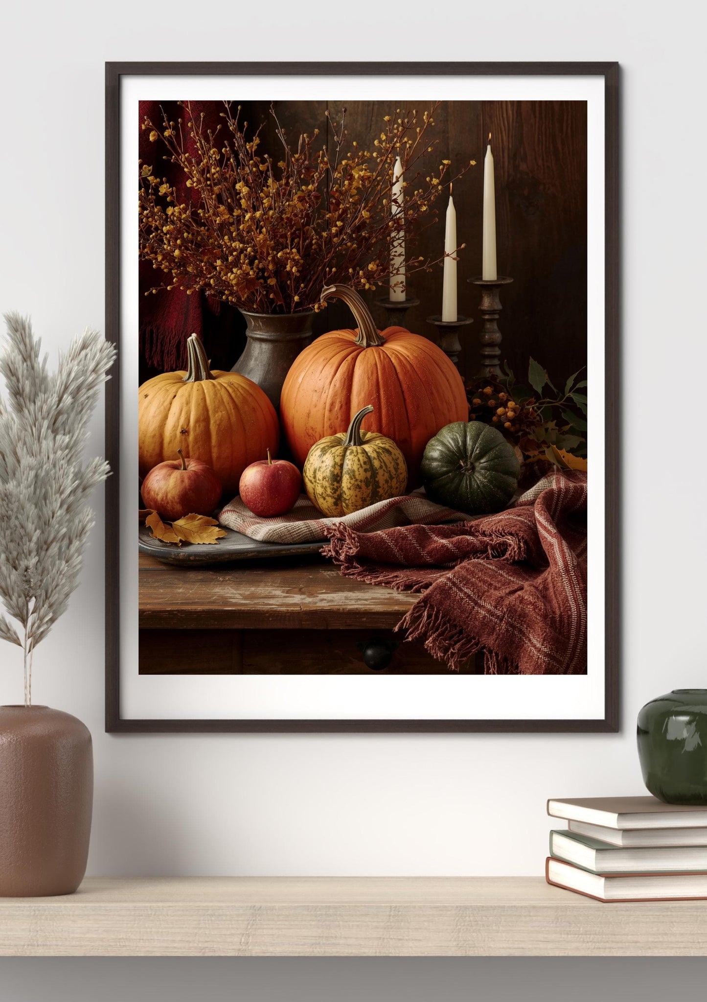Rustic Autumn Still Life Wall Art | Pumpkins & Apples Farmhouse Fall Decor (Digital Download)