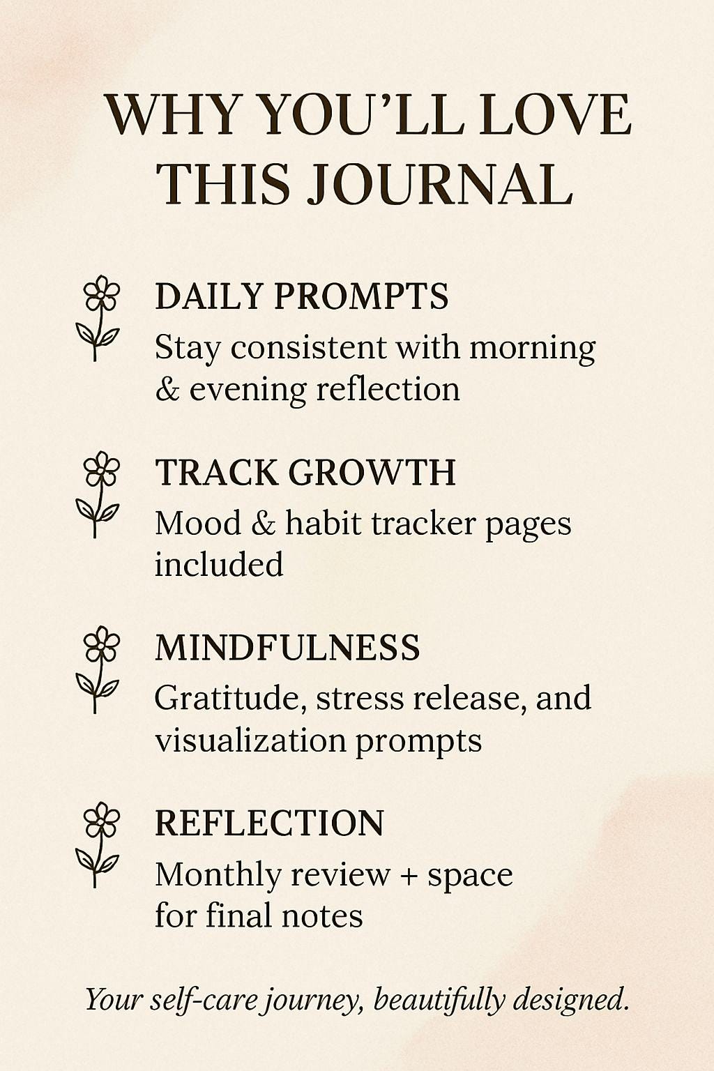 Self-Care Journal | 30-Day Therapy Journal | Guided Prompts, Mood and Habit Tracker PDF, Daily Reflection & Gratitude Journal